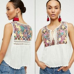 FREE PEOPLE Lohri Embroidered Sleeveless Top